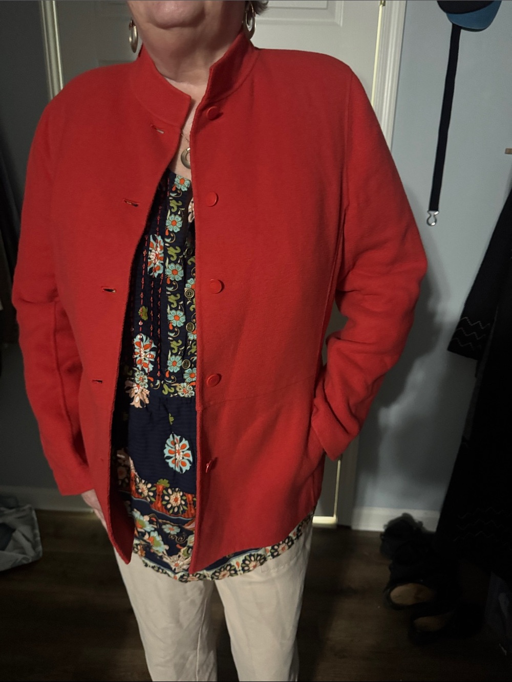 Eileen Fisher Wool cashmere blend casual red blazer Jacket